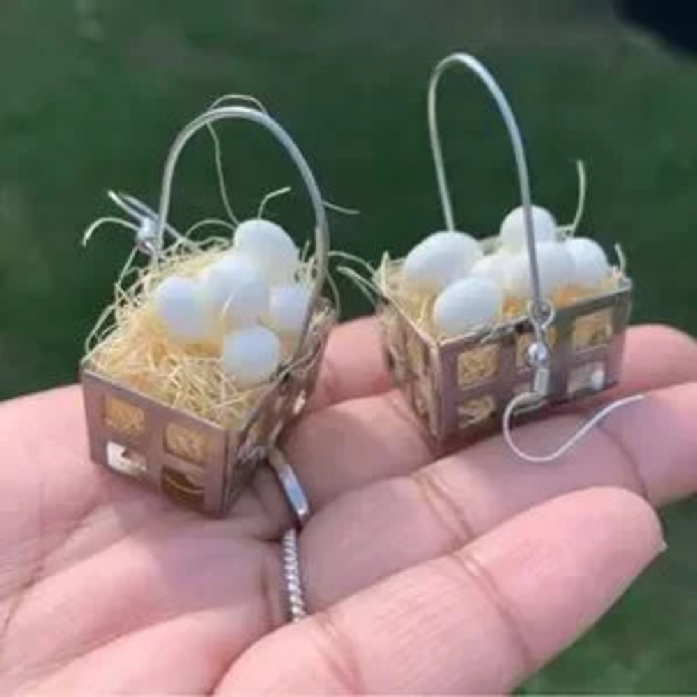 Egg Basket Earrings Farm Earrings